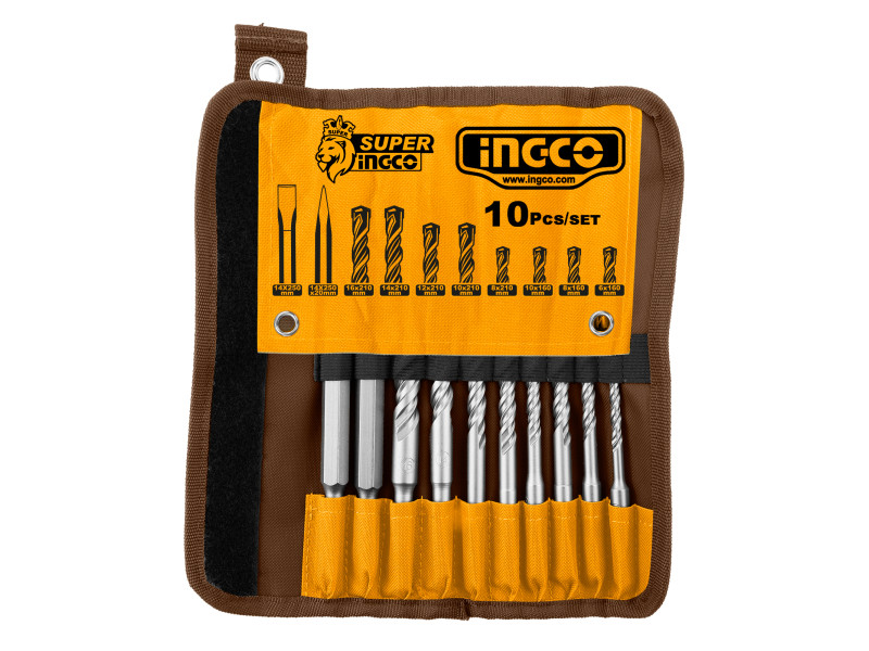 INGCO Kőzetfúró és vésőszár készlet 10 részes SDS-Plus