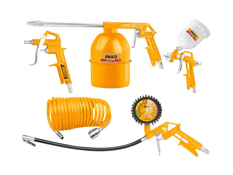 INGCO Pneumatikus fúvató és pisztoly készlet 5 részes