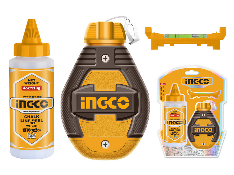 INGCO Festőzsinór készlet 2 részes 30 m (műanyag házas zsinór + kék festék)