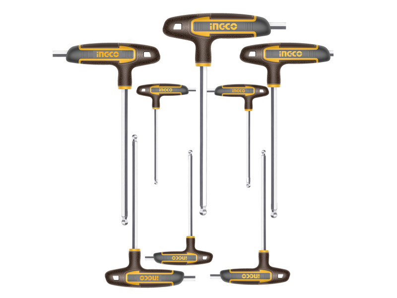 INGCO Gömbfejű imbusz T-kulcs készlet 8 részes S2