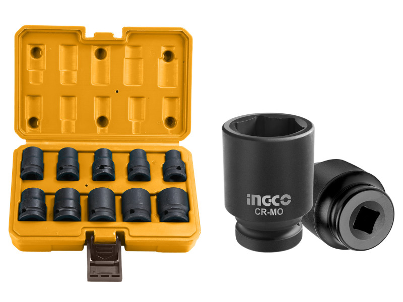 INGCO Gépi dugókulcs készlet 10 részes 1/2" 10-24 mm CrMo