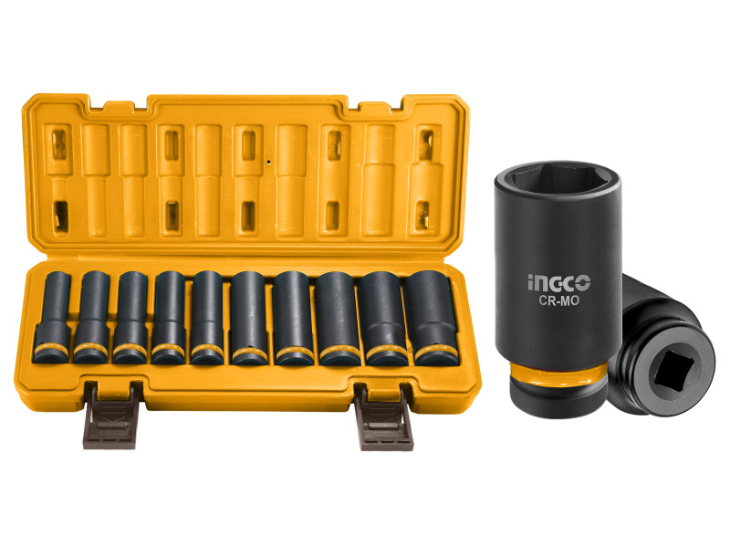 INGCO Gépi hosszú dugókulcs készlet 10 részes 1/2" 10-24 mm CrMo