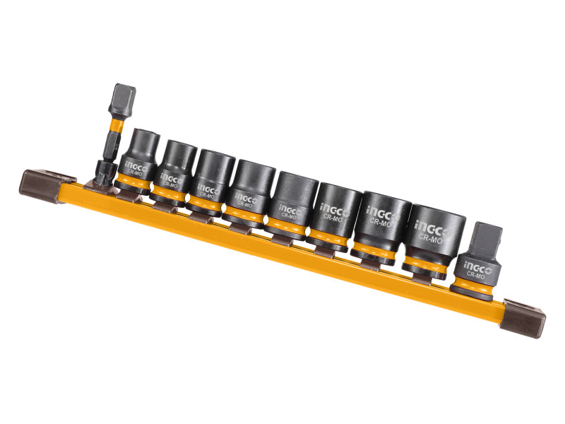INGCO Gépi dugókulcs készlet 10 részes 3/8" 8-19 mm CrMo