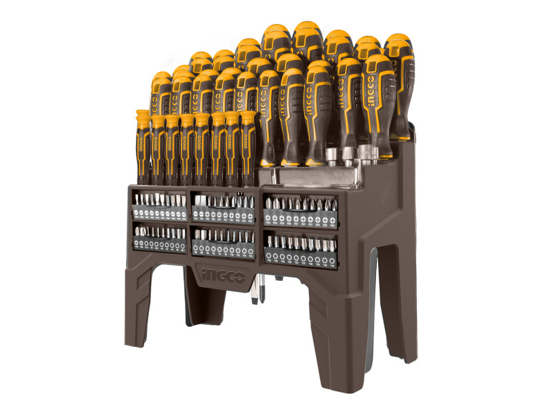INGCO Csavarhúzó és bit készlet 100 részes mágneses CrV