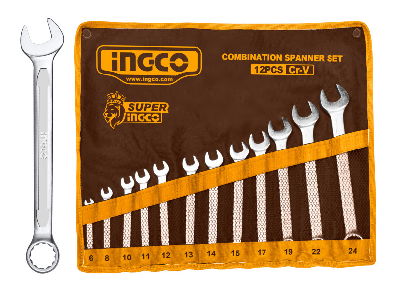 INGCO Csillag-villáskulcs készlet 12 részes 6-24 mm CrV