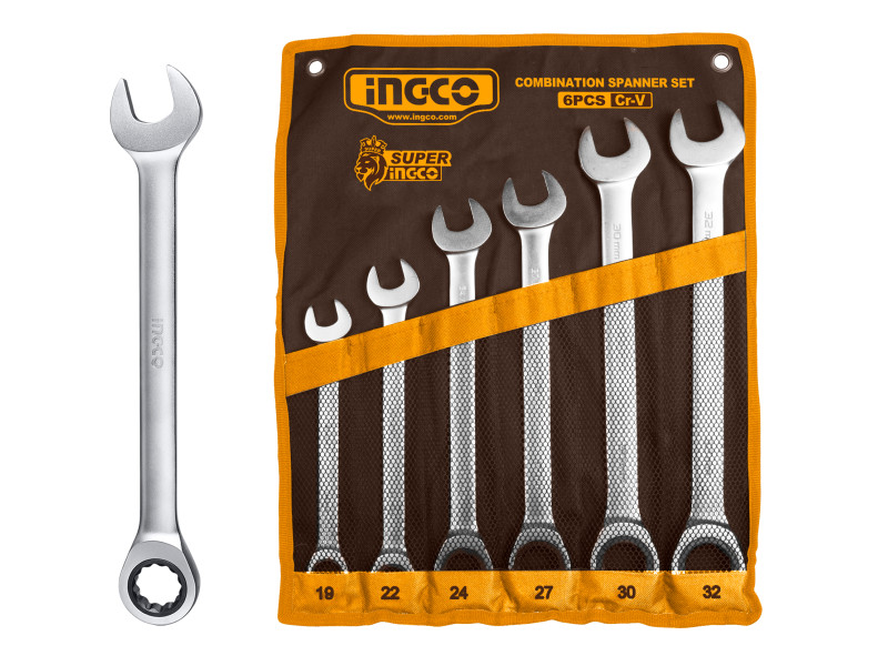 INGCO Racsnis csillag-villácskulcs készlet 6 részes 19-32 mm CrV