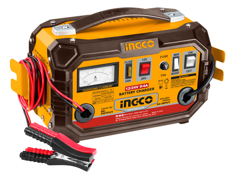 INGCO Akkumulátor töltő 12/24 V 9/4 A 28-180 Ah
