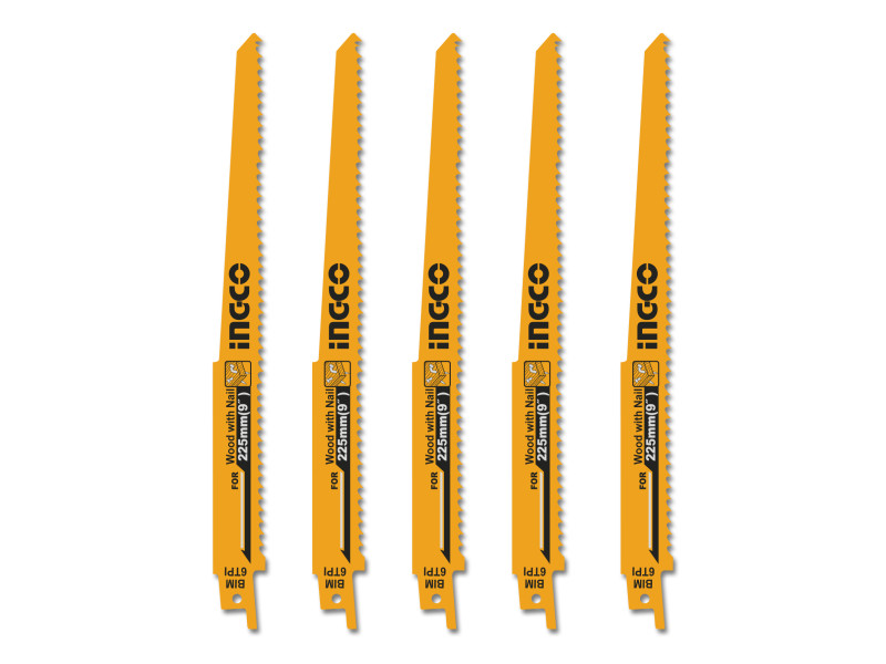 INGCO Szablyafűrészlap 225 mm 6 TPI szöges fára BIM (5 db)