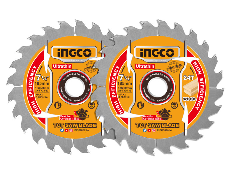 INGCO Fűrésztárcsa fához 185 x 20 x 1,0 mm / 24T (2 db)
